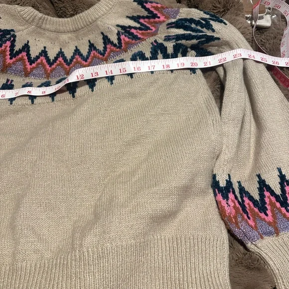 Maurices Beige Sweater with Pink and Blue Zigzag - Picture 7 of 8